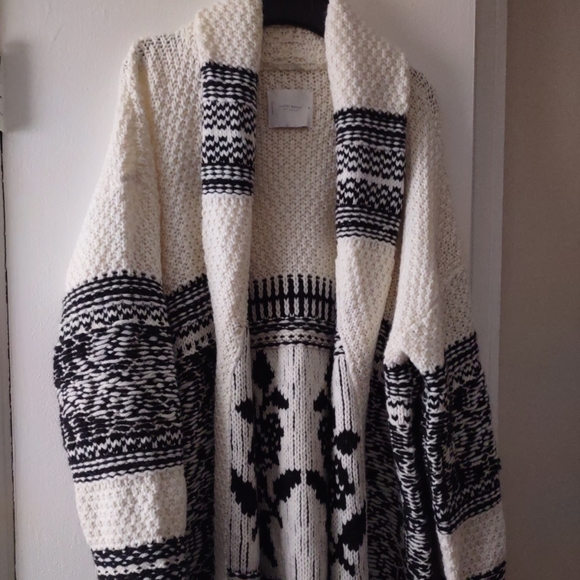 Lucky brand cardigan sweater Women's M black white - Picture 1 of 9